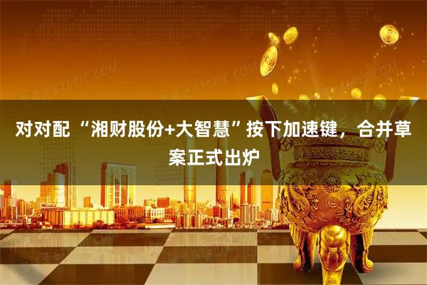 对对配 “湘财股份+大智慧”按下加速键，合并草案正式出炉